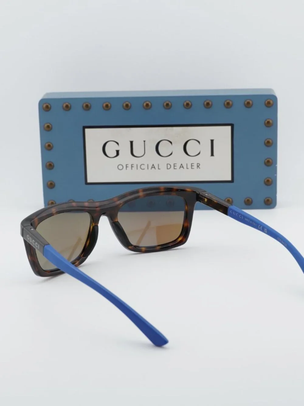 Gucci GG1735S 003 Rectangle Sunglasses - Havana / Blue